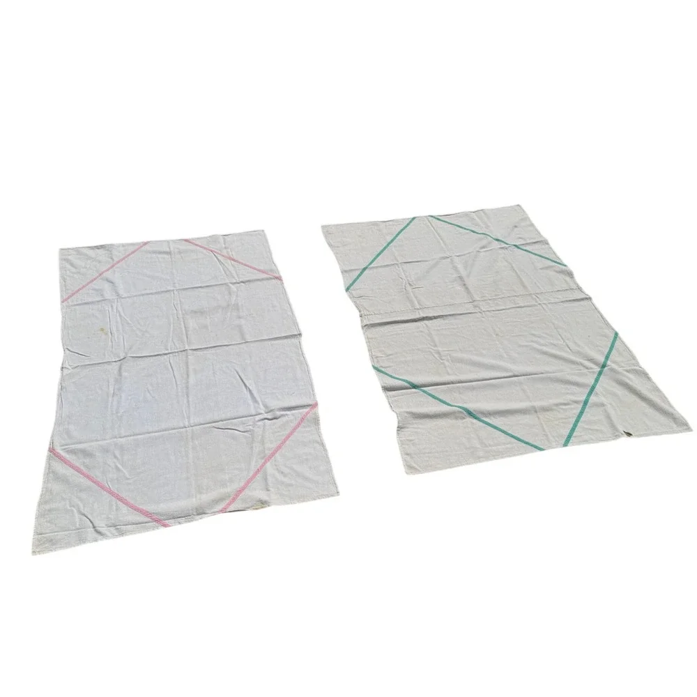 Pair (2) Fraternal Twin Pink & Blue‎ VINTAGE hand made Baby Blankets